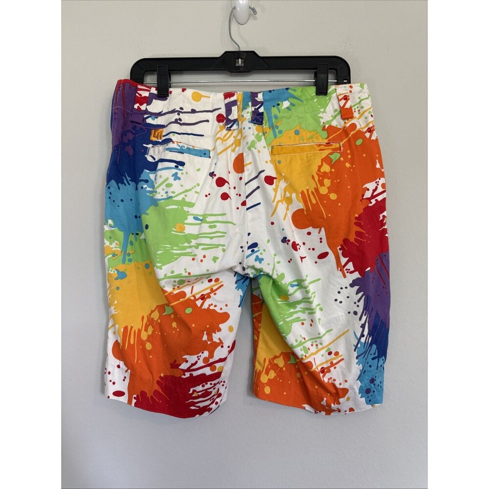 Loudmouth Ladies Bermuda Gold Short Multi-color Paint Splatter Size 8 - Picture 2 of 5